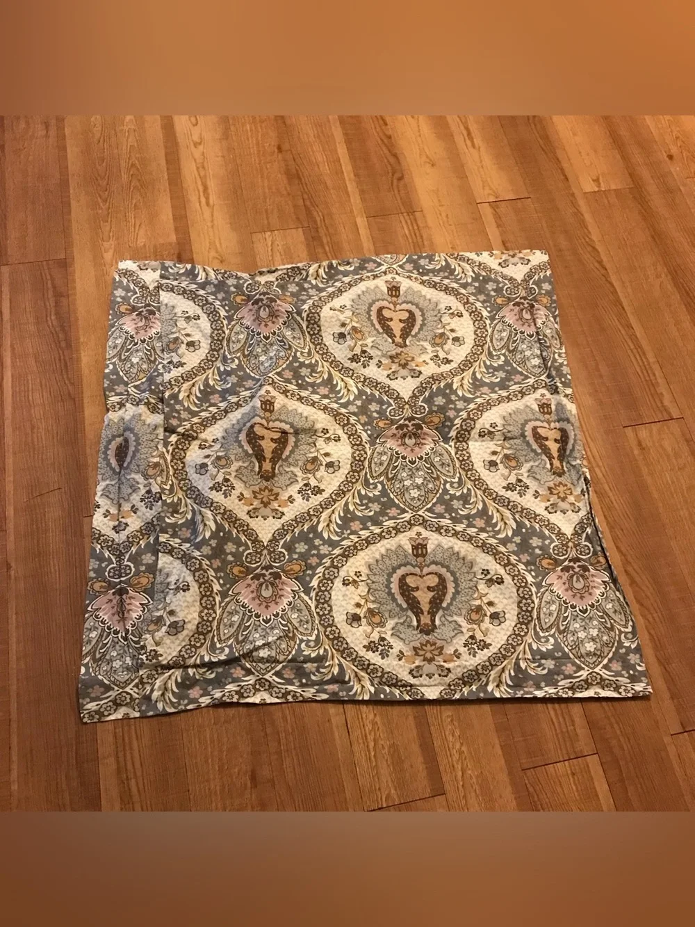 Pottery Barn Darcy Medallion Single Gray Brown Paisley Floral Pillow Sham EURO